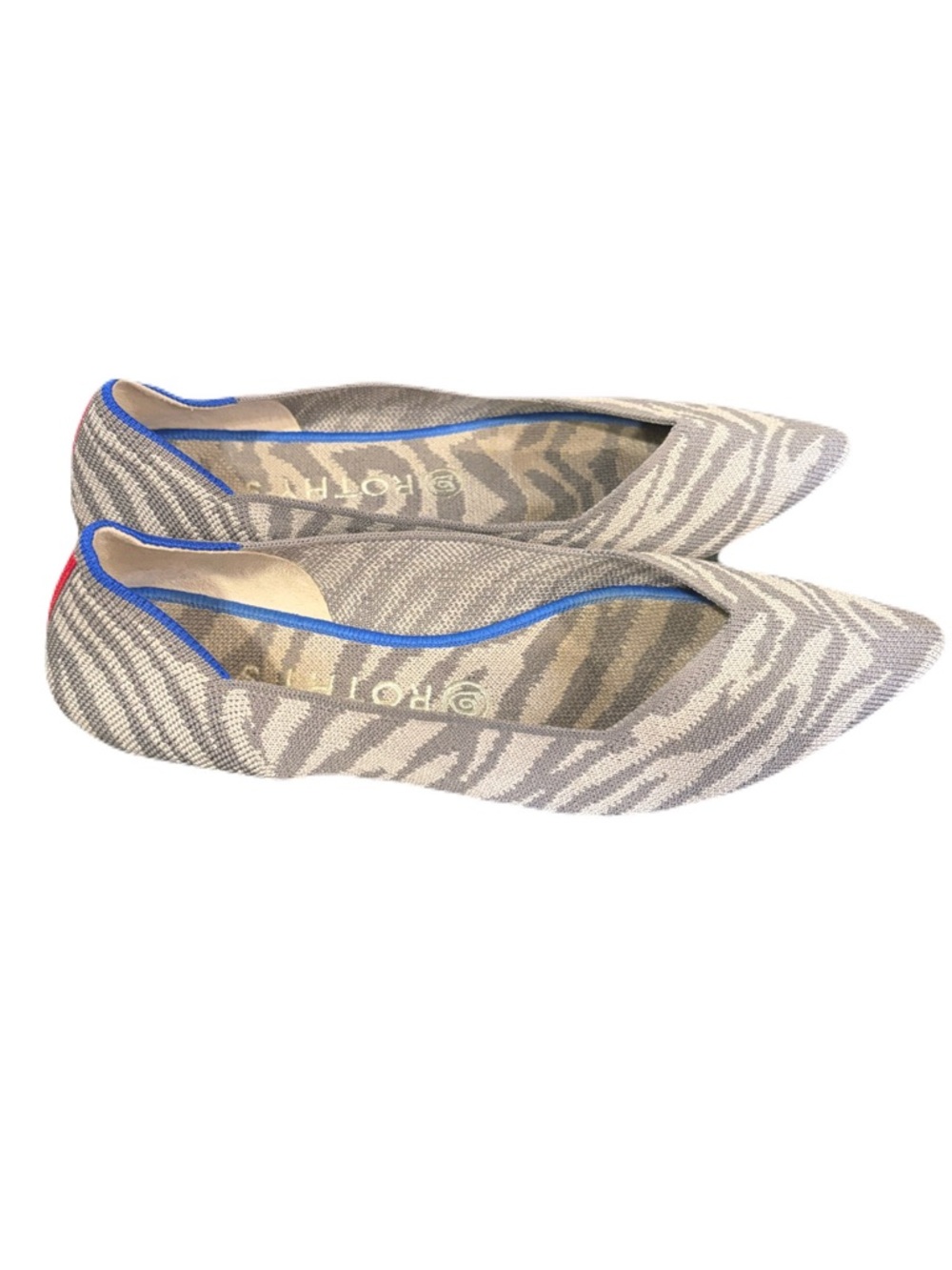 Rothy’s The Point Gray Zebra Pointed Flats Size 9 Retired Rare Comfy